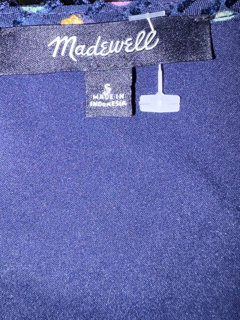 Madewell Wrap Front Navy V-Neck Long-Sleeve Dot Print Blouse - Picture 4 of 5